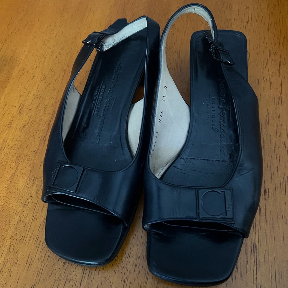 Salvatore Ferragamo Black Slingback Heels